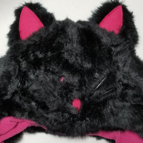 THE ORIGINAL ARIZONA CO. Faux Fur Black Pink Cat Girl's Youth Winter Hat EUC - Picture 2 of 5